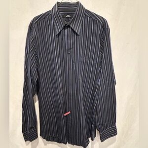 Alfani Black and Blue Striped Dress Shirt